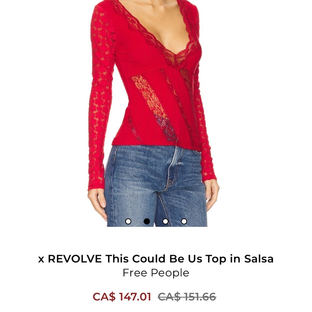FREE PEOPLE X REVOLVE Red Lace Top